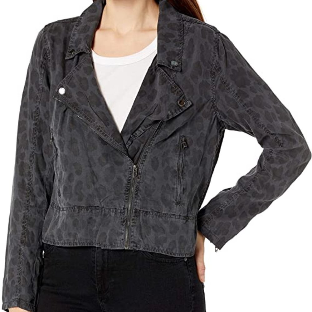 - BLANK NYC Leopard Printed Tencel Moto Jacket, SZ XS